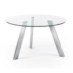 *WOONWINKEL* Kave Home Carib Glazen Eettafel Rond 130 Cm, Nieuw, Verzenden