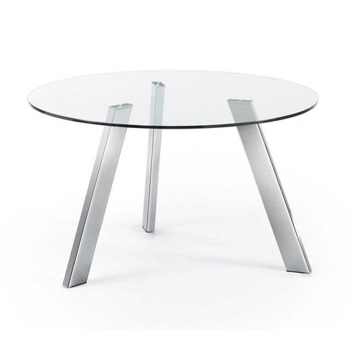*WOONWINKEL* Kave Home Carib Glazen Eettafel Rond 130 Cm, Huis en Inrichting, Tafels | Eettafels, Nieuw, Verzenden