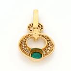 Hanger - 18 karaat Geel goud Smaragd - Diamant - Diamant