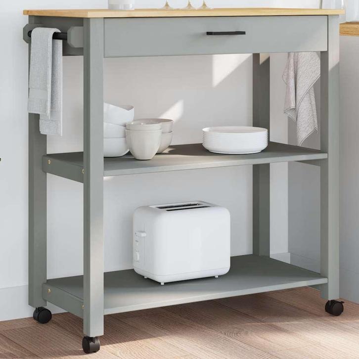 vidaXL Keukentrolley MONZA 84x40x88,5 cm massief grenenhout, Huis en Inrichting, Keuken | Keukenbenodigdheden, Nieuw, Verzenden