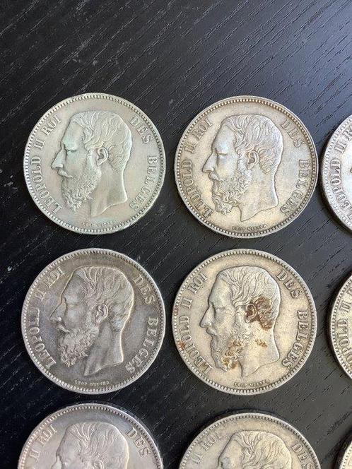 België. Leopold II. 5 Francs 1867-1876, 10 stuks (Zonder, Postzegels en Munten, Munten | Nederland