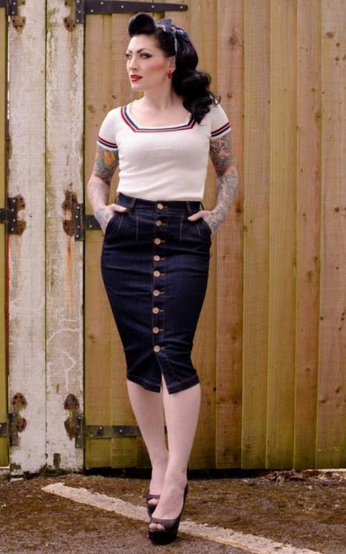 Rumble 59, High Waisted Jeans Skirt Second Skin., Kleding | Dames, Rokken, Nieuw, Verzenden