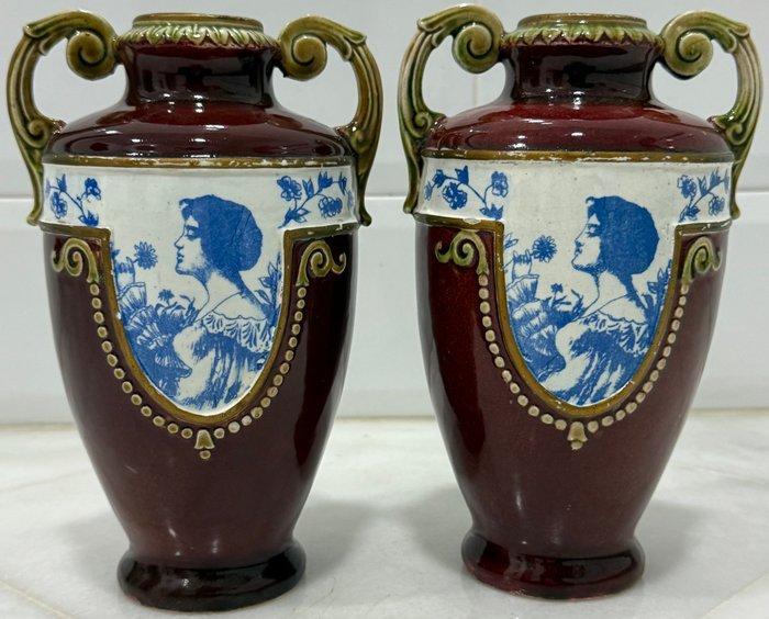 Limoges - Vaas met dubbele oren (2) - Porselein - Art, Antiek en Kunst, Antiek | Glas en Kristal