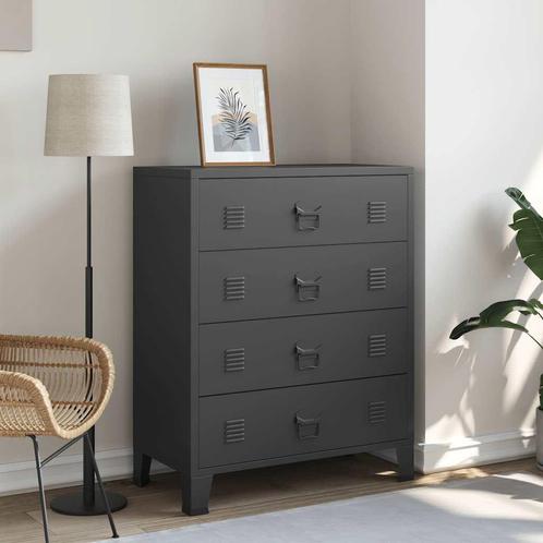 vidaXL Ladekast industriële stijl 78x40x93 cm metaal zwart, Kinderen en Baby's, Kinderkamer | Commodes en Kasten, Nieuw, Verzenden
