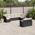 vidaXL 9-delige Loungeset met kussens poly rattan zwart, Verzenden, Nieuw, Rotan, Loungeset