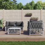 vidaXL 5-delige Loungeset met kussens staal wit, Tuin en Terras, Tuinsets en Loungesets, Verzenden, Nieuw, Rvs, Loungeset