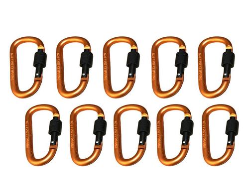 Set van 10 karabijnhaken, kleur 3: orange, 100 kg, Doe-het-zelf en Verbouw, Gereedschap | Handgereedschap, Nieuw, Ophalen of Verzenden