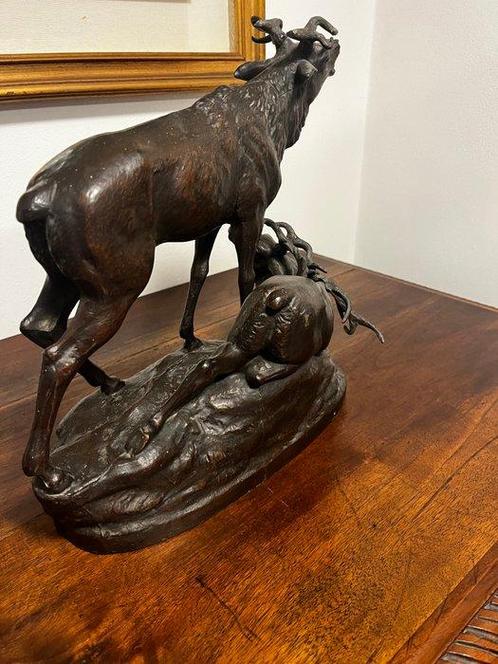 sculptuur, Due cervi - 35 cm - Zinklegering, Antiek en Kunst, Antiek | Keramiek en Aardewerk