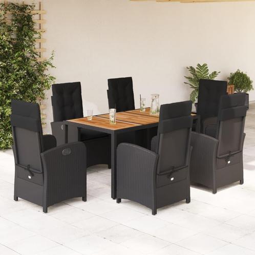 vidaXL 7-delige Tuinset met kussens poly rattan zwart, Tuin en Terras, Tuinsets en Loungesets, Tuinset, Nieuw, 6 zitplaatsen, Rotan