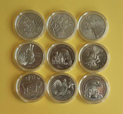 Slowakije. 5 Euro 2021/2025 (9 coins) (Zonder Minimumprijs), Postzegels en Munten, Munten | Europa | Euromunten