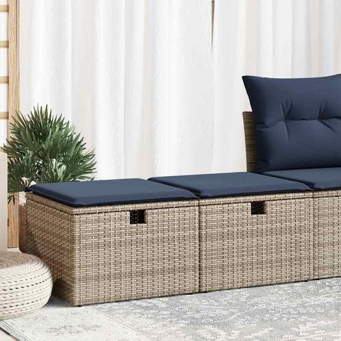 vidaXL 2-delige Loungeset met kussens poly rattan acacia, Tuin en Terras, Tuinsets en Loungesets, Loungeset, Nieuw, Rotan, Verzenden