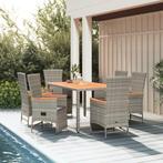 vidaXL 7-delige Tuinset met kussens poly rattan grijs, Tuin en Terras, Verzenden, Nieuw, Rotan, Tuinset