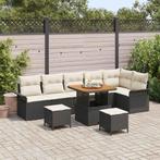 vidaXL Tuinbankenset met kussen 9 pcs Zwart poly rattan, Tuin en Terras, Verzenden, Nieuw, Rotan
