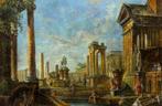 Italiaanse school (XX) - Capriccio di Rovine Romane con, Antiek en Kunst