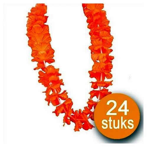 Oranje Versiering | 24 stuks Oranje Krans Hawaii XL, Hobby en Vrije tijd, Feestartikelen, Nieuw, Verzenden