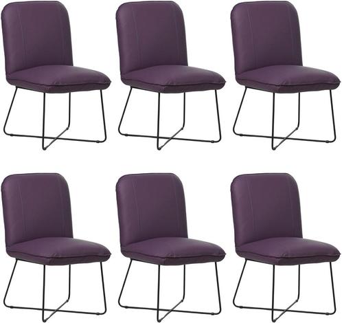 Set van 6 Paarse leren industriële design eetkamerstoelen -, Huis en Inrichting, Stoelen, Vijf, Zes of meer stoelen, Nieuw, Leer