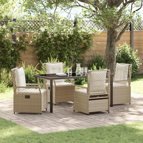 vidaXL 5-delige tuinset Beige Poly Rattan, Tuin en Terras, Tuinstoelen, Nieuw, Rotan, Verzenden