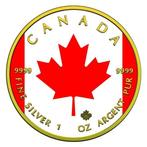 Canada. 5 Dollars 2024 1 oz Maple Leaf Canada Flag 24k Gold, Postzegels en Munten, Edelmetalen en Baren