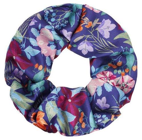 Scrunchie Haarelastiek Bloemen Print Blauw, Sieraden, Tassen en Uiterlijk, Uiterlijk | Haarverzorging, Verzenden