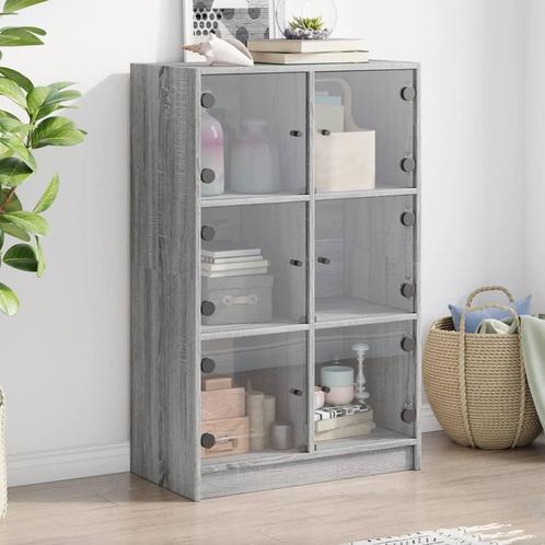 vidaXL buffetkast met deuren 68x37x109 cm bewerkt hout grijs, Huis en Inrichting, Kasten | Buffetkasten, 50 tot 75 cm, Nieuw, Overige houtsoorten