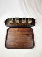 Dienblad (2) - Hout, Messing - 2 vintage houten dienblad, Antiek en Kunst