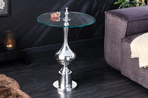 Design bijzettafel ABSTRACT 45cm zilver metaal chroom, Huis en Inrichting, Tafels | Sidetables, Ophalen of Verzenden