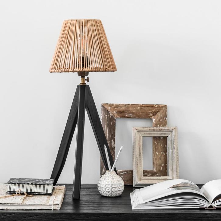 *WOONWINKEL* Must Living Montecristo Teak Tafellamp Met Rota, Huis en Inrichting, Lampen | Tafellampen, Nieuw, Verzenden