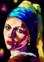 Peter Klashorst (1957) - Meisje met de parel (naar Johannes, Antiek en Kunst