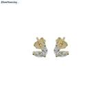 Gold plated 925 zilveren zirkoon leave studs, Verzenden, Nieuw, Zilver