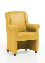 Eetkamerstoel Mandy met wielen - eetkamerstoelen - Goud, Nieuw, Stof