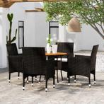 vidaXL 5-delige Tuinset poly rattan zwart, Verzenden, Nieuw, Rotan, Tuinset