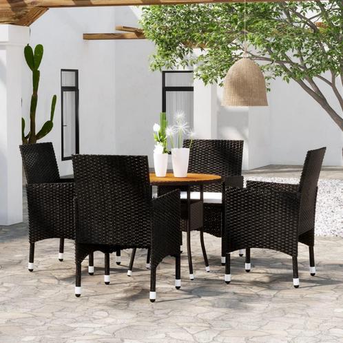 vidaXL 5-delige Tuinset poly rattan zwart, Tuin en Terras, Tuinsets en Loungesets, Tuinset, Nieuw, Rotan, Verzenden