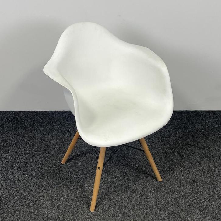 Kuipstoel Wit - Houten Onderstel, Huis en Inrichting, Stoelen, Gebruikt, Ophalen of Verzenden