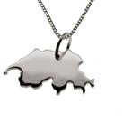 Zilveren Landkaart Zwitserland ketting hanger, Verzenden, Nieuw