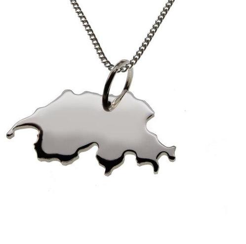 Zilveren Landkaart Zwitserland ketting hanger, Sieraden, Tassen en Uiterlijk, Kettinghangers, Verzenden