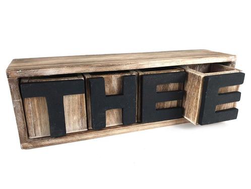 Kastje thee lades 40x12 cm natural / black, Huis en Inrichting, Woonaccessoires | Wanddecoraties, Nieuw, Ophalen of Verzenden