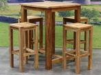 Barset Grade A teakhout 80x80xH105 cm 5-delig, Tuin en Terras, Tuinsets en Loungesets, Ophalen of Verzenden, Nieuw, Teakhout