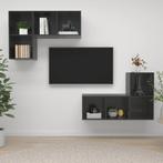 vidaXL Tv-wandmeubelen 4 st spaanplaat hoogglans grijs, Huis en Inrichting, Kasten | Televisiemeubels, Minder dan 50 cm, Verzenden