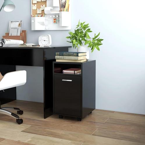 vidaXL Bijzetkast met wielen 33x38x60 cm bewerkt hout zwart, Huis en Inrichting, Kasten | Overige, Nieuw, Verzenden