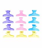 Haarspeld Afdeelklemmen 9,5cm Kunststof Blauw Paars Geel, Nieuw