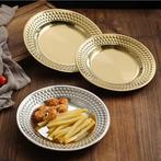 RVS Dessertborden met Hamerslag Patroon Rond 22 cm, Antiek en Kunst, Verzenden