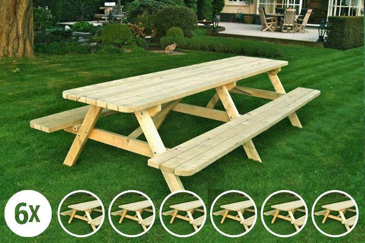 Rockwood® 6x Picknicktafel Massief Grenen Luxe Superieur, Tuin en Terras, Picknicktafels, Nieuw, Hout, Rechthoekig, Ophalen of Verzenden