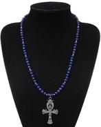 Lapis lazuli - Halsketting - Horus-amulet en levensboomkruis