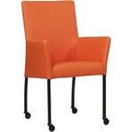 Leren eetkamerstoel Comfort met wieltjes en armleuning -, Huis en Inrichting, Stoelen, Overige kleuren, Nieuw, Leer, Ophalen of Verzenden