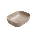 Wastafel Julia 50x40x14cm mat beige inclusief afvoerplug, Doe-het-zelf en Verbouw, Sanitair, Verzenden, Nieuw