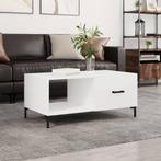 vidaXL Salontafel 90x50x40 cm bewerkt hout hoogglans wit, 50 tot 100 cm, Verzenden, Nieuw, 50 tot 100 cm