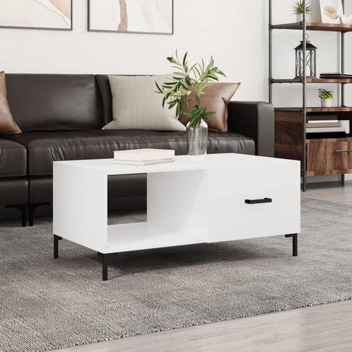 vidaXL Salontafel 90x50x40 cm bewerkt hout hoogglans wit, Huis en Inrichting, Tafels | Salontafels, 50 tot 100 cm, Nieuw, Overige houtsoorten