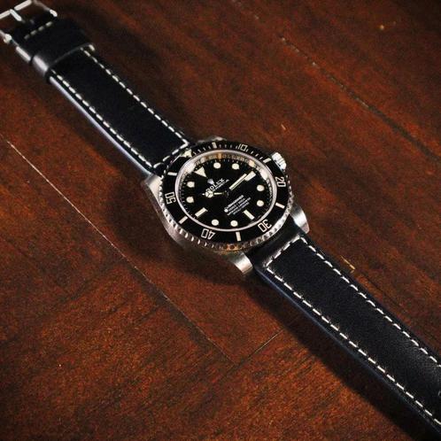 Horlogeband koeienleder Night Blue, Sieraden, Tassen en Uiterlijk, Horloges | Heren, Nieuw, Verzenden