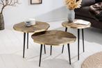 Set van 3 bijzettafels ORGANIC 60/50/40cm antiek messing, Huis en Inrichting, Ophalen of Verzenden, Nieuw