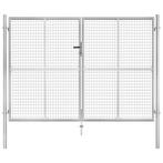 vidaXL Tuinpoort gegalvaniseerd staal 300x175 cm zilver, Verzenden, Nieuw